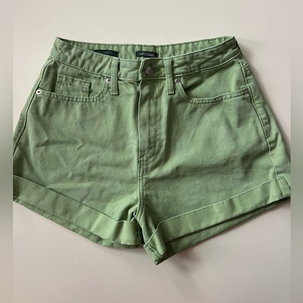 Women’s Wild Fable Green High Rise Mom Checker Shorts Size 4